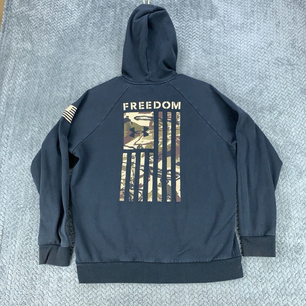 Under Armour USA Freedom Hoodie‎ Black Flag Size Medium Faded